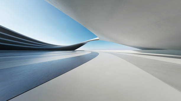 istock 3d render of abstract structure futuristic architecture with empty concrete floor 2160200366