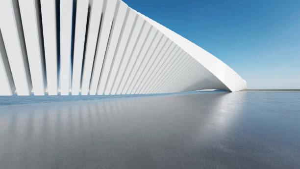 istock 3d render of abstract structure futuristic architecture with empty concrete floor 2160200403