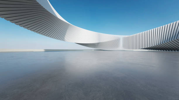 istock 3d render of abstract structure futuristic architecture with empty concrete floor 2160200415