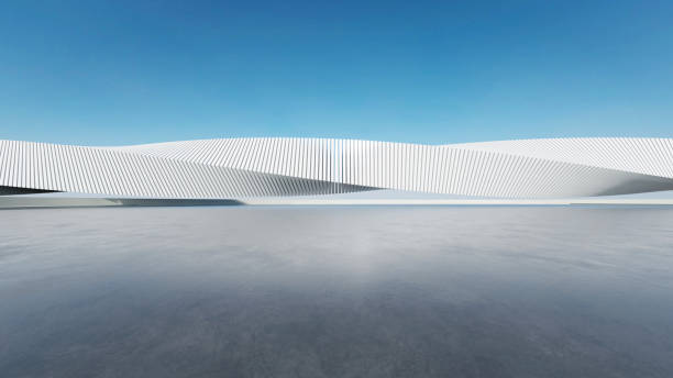 istock 3d render of abstract structure futuristic architecture with empty concrete floor 2160200422