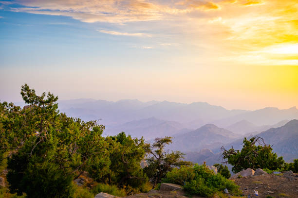 istock Misty mountain from Taif, Saudi Arabia during sunset 2160200770