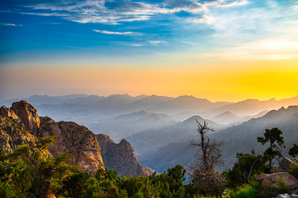 View of the mountain landscape at Mount San Jacinto State Park near Palm Springs, California.