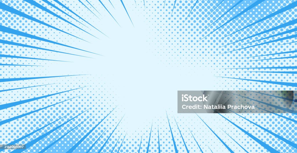 Fondo azul del cómic del arte pop con semitono, rayos, degradado - arte vectorial de Fondos libre de derechos Fondo azul del cómic del arte pop con semitono, rayos, degradado - arte vectorial de Fondos libre de derechos