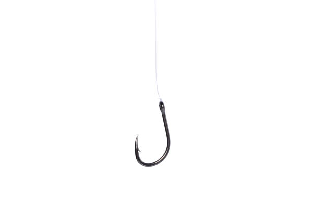 istock Fishing hook and line isolated on white background 2160203461