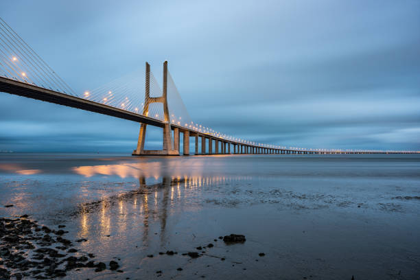 istock Vasco da Gama bridge at dusk, Lisbon, Portugal 2160205587