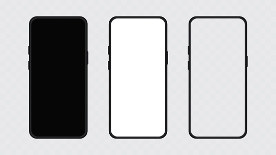 Smartphone Mockup Template With Empty Display Screen On Transparent ...