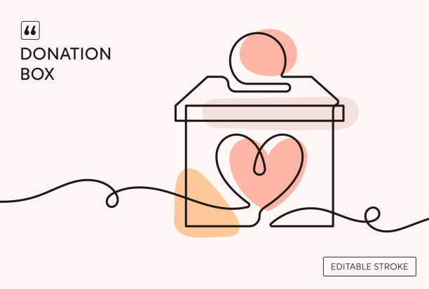 illustrations, cliparts, dessins animés et icônes de boîte de don illustration de ligne continue - urne de donation