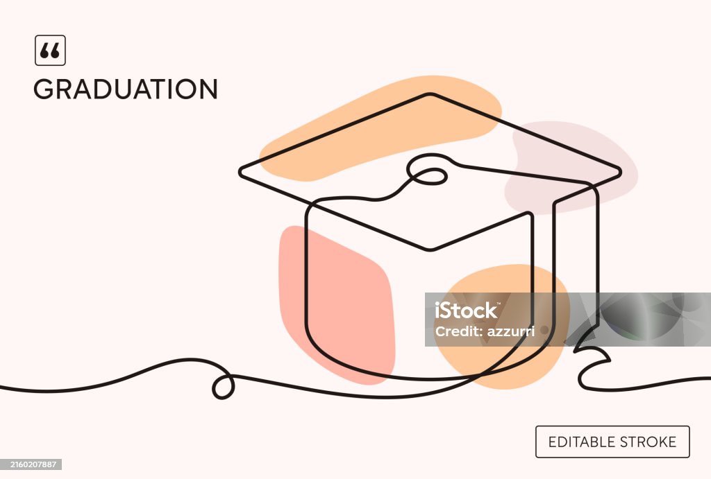Graduation Crossing Line Graduation Continuous Line Illustration Stock Illustration - Download ...