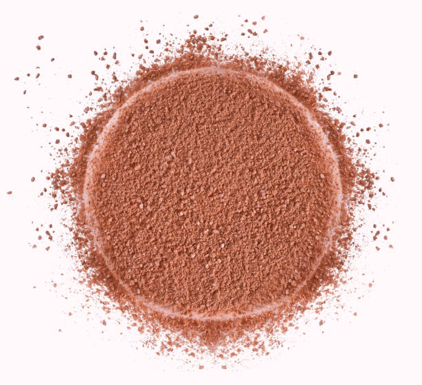 istock facial loose powder and puff isolated on white background. Top view point 2160208669