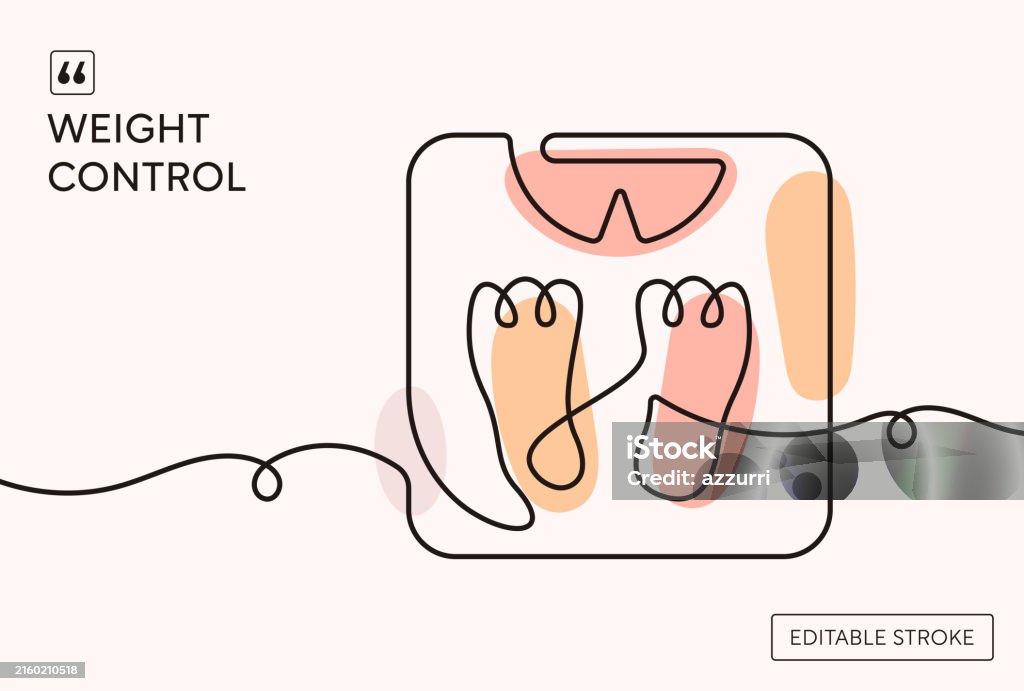Weight Control Vector Weight Control Continuous Line Illustration Stock Illustration ...