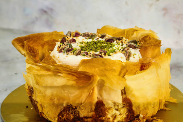 istock Pistachio and Cream Dessert With Phyllo Crust 2160211581