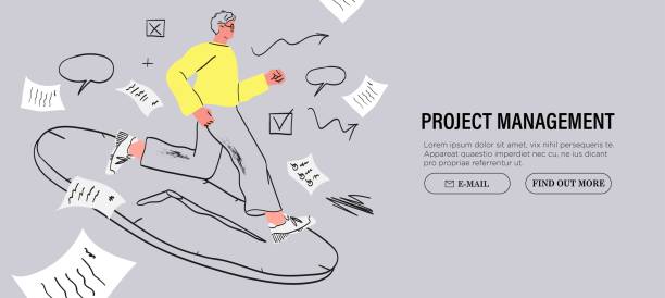 istock Time management concept. Modern flat digital illustration of time management metaphor, a stopwatch, timeline and people in workflow. Creative vector illustration for web page, banner, poster, ads. 2160212505