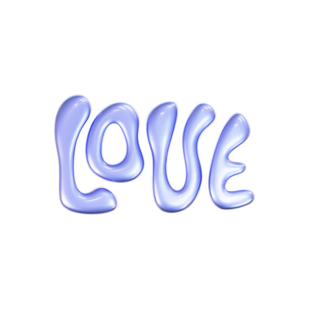 istock 3d holographic love text in y2k style isolated on a white background. Render of 3d iridescent chrome lettering with rainbow gradient effect. 3d vector y2k illustration 2160212682