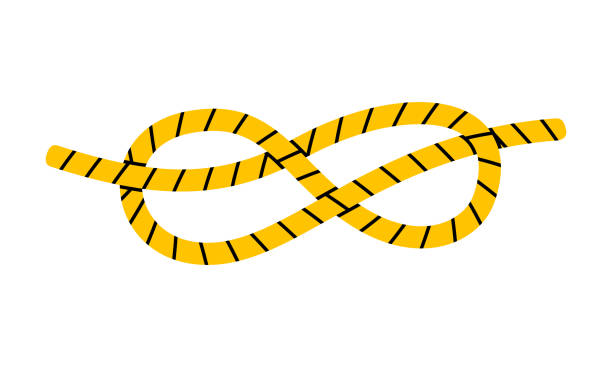 Sea knot flat illustration Hand drawn cute cartoon illustration of sea knot. Flat vector rope tied in eight knot in doodle style. Connection or family ties icon. Network or communication print. Teamwork partnership. Isolated. ropes tied together stock illustrations