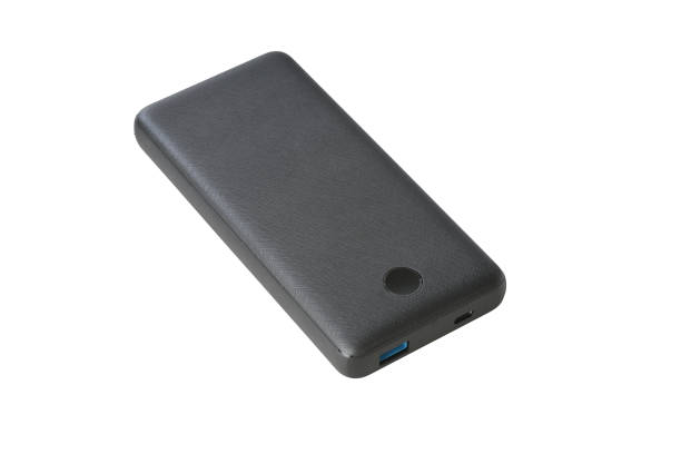 istock Black powerbank with usb port and usb c port on white background 2160214092