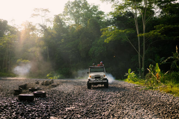 Group of Indonesian friends going for a 4x4 offroad road trip to Mount Merapi, Special Region of Yogyakarta.