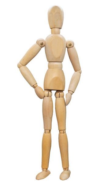 istock Jointed figure standing with hands on hips 2160218750