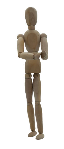 istock Wooden jointed figure posed as if standing and applauding, clapping 2160218785