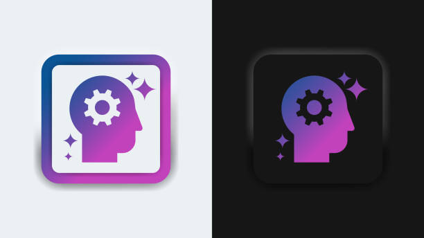 illustrations, cliparts, dessins animés et icônes de conception neumorphique de bouton d’ia générative - modèle dia générative