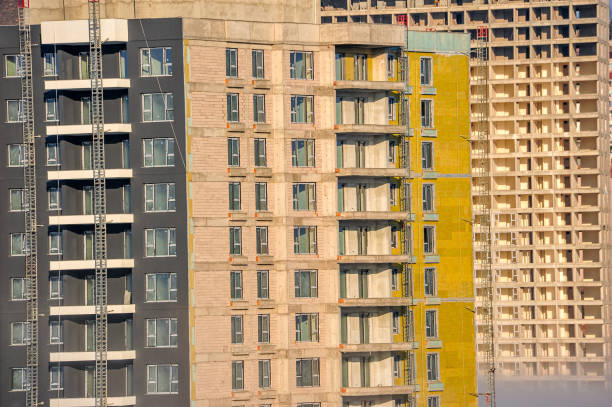 Exterior surface of the constructed skyscraper