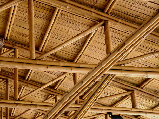 istock A detailed view of a wooden bamboo ceiling with perforations 2160227613