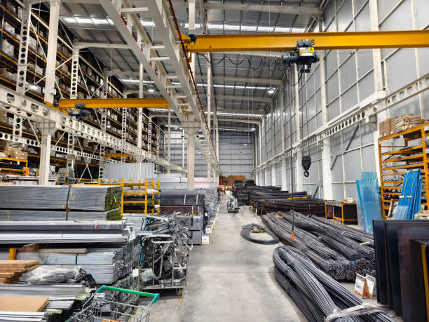 istock A big warehouse packed with numerous metallic nets and profile 2160227944