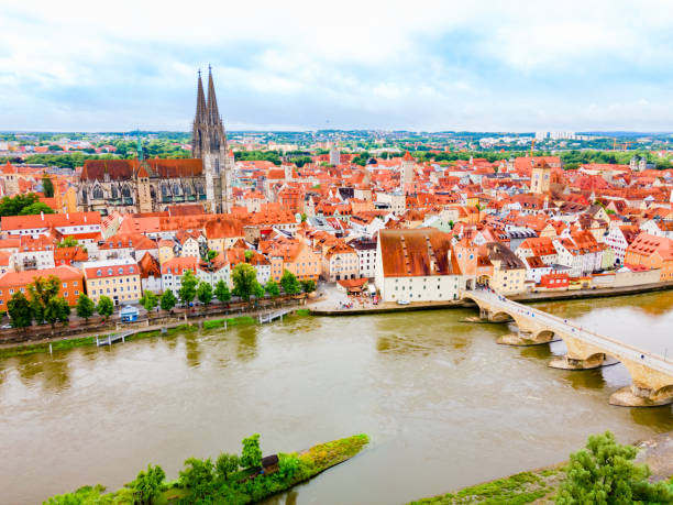 istock Regensburg city aerial panoramic view, Germany 2160232006