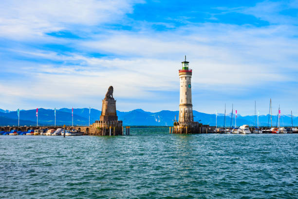 istock Lighthouse and Bavarian Lion in Lindau 2160233827