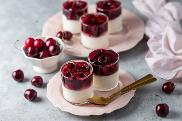 istock Panna cotta with cherry jelly 2160234204