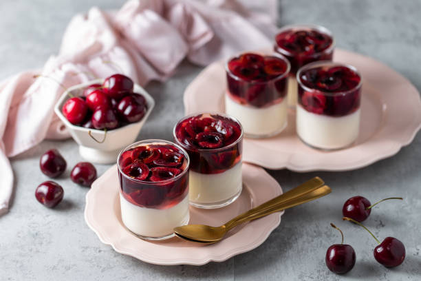 istock Panna cotta with cherry jelly 2160234210