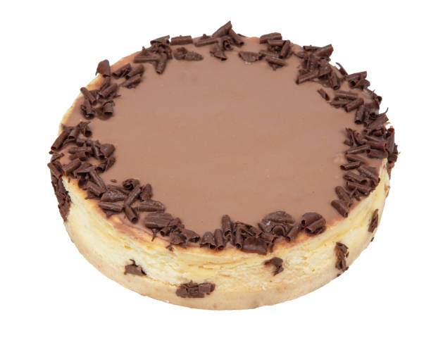 istock Creamy dark chocolate cheesecake with chocolate isolated on white background 2160235613