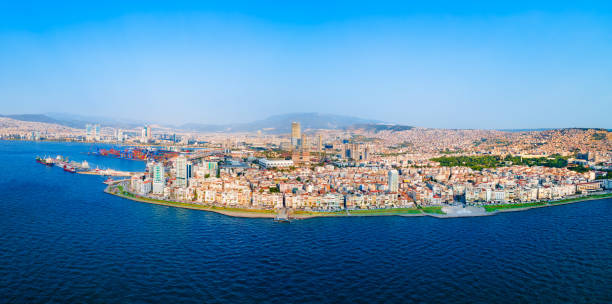 istock Izmir city centre aerial panoramic view in Turkey 2160245505