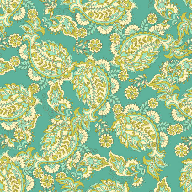 istock Seamless pattern with paisley ornament. Ornate floral decor for fabric. Vector illustration 2160251652
