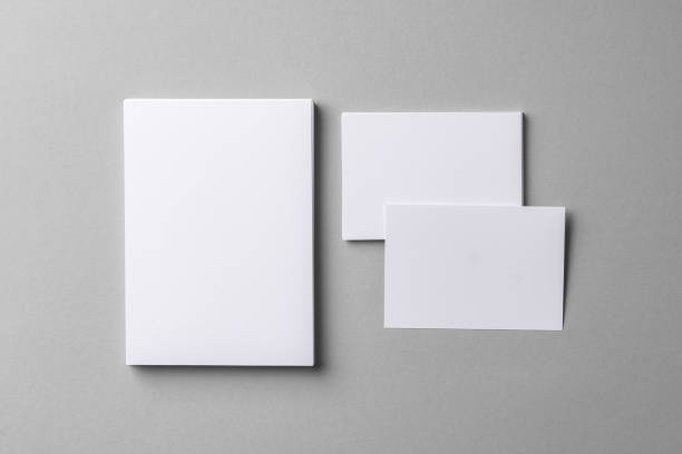 istock Business mock up cards with copy space on grey 2160262307