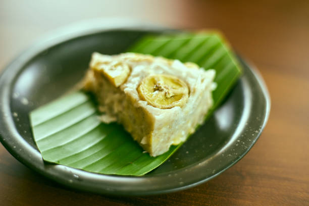 istock Close up banana cake with Shredded Coconut 2160263821