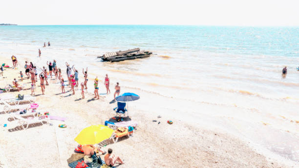 people on the seashore doing sports