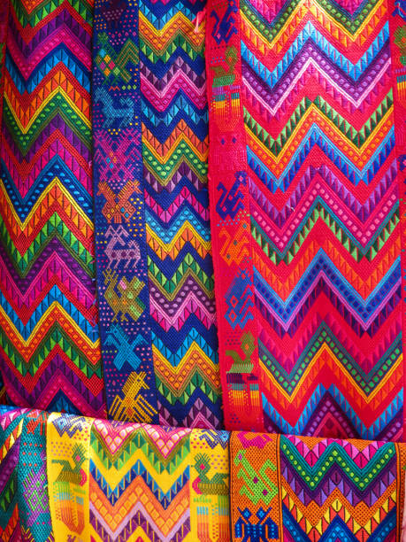 istock Hand woven material stacked in a colourful abstract, Panajachel, Guatemala. 2160270884