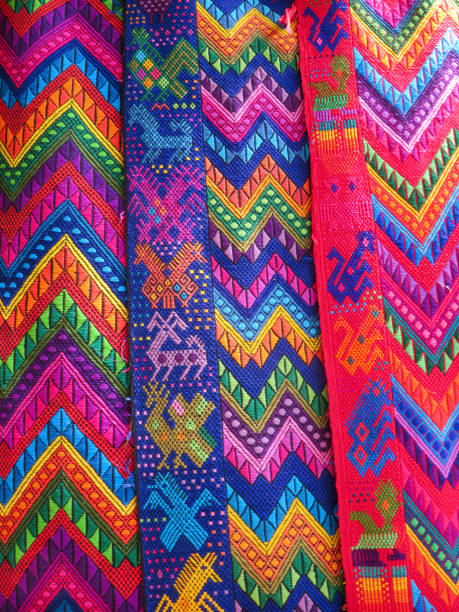 istock Hand woven material stacked in a colourful abstract, Panajachel, Guatemala. 2160270952