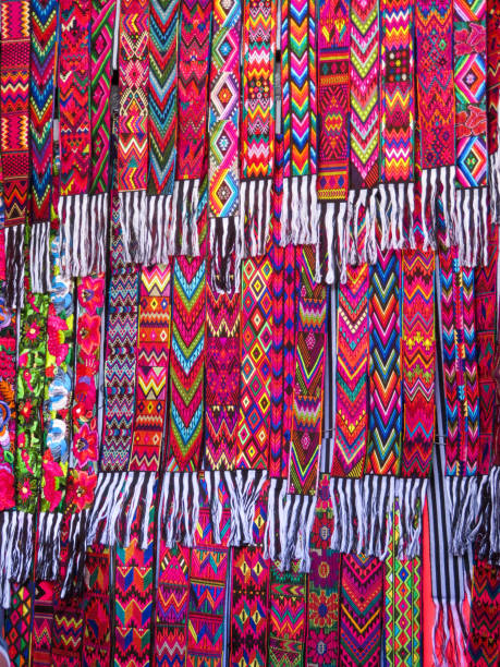 istock Hand woven material stacked in a colourful abstract, Panajachel, Guatemala. 2160271077