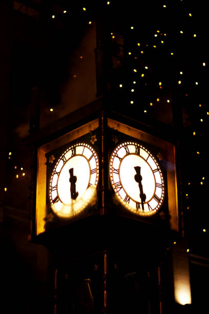 istock Gastown clock at night - close up 2160299691
