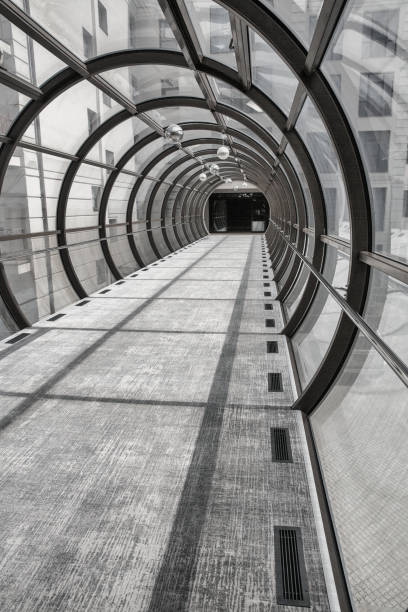 istock Foofbridge tunel made from piles and glass with abstract design. 2160303391