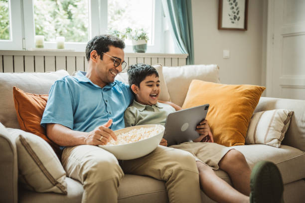 Father and son day at home