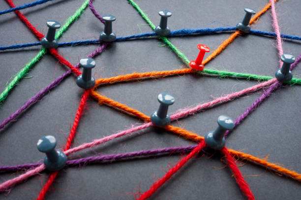 istock A network of colored threads connecting pins as a concept for connecting elements of a complex system. 2160310203