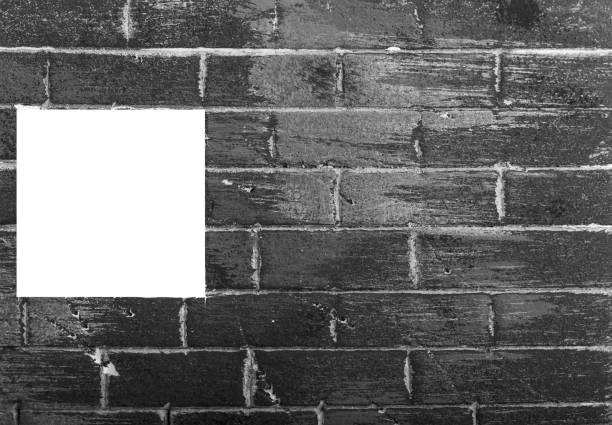 Old black and white brick window background in vintage style