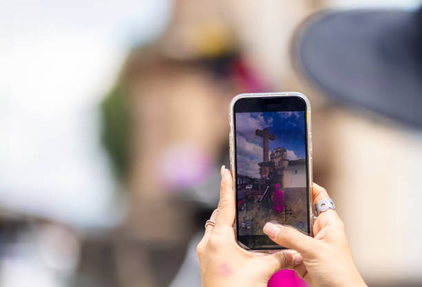 Mobile phone capturing the day of the dead