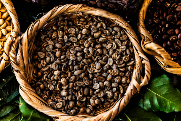Close-up of coffee beans in basket