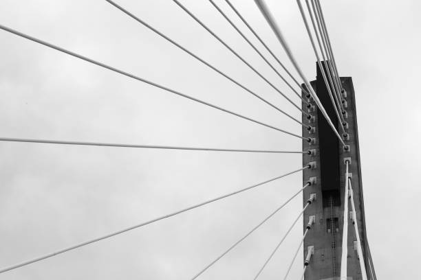 istock Bridge pillar and the steel cables 2160340682