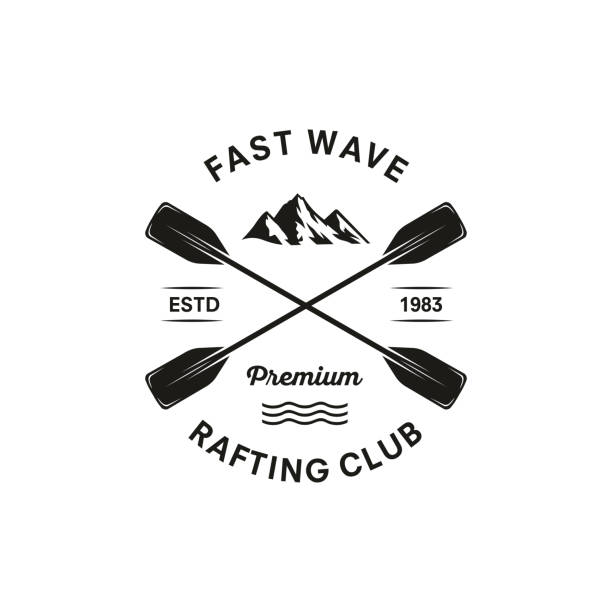 Rafting vintage logo vector template illustration design