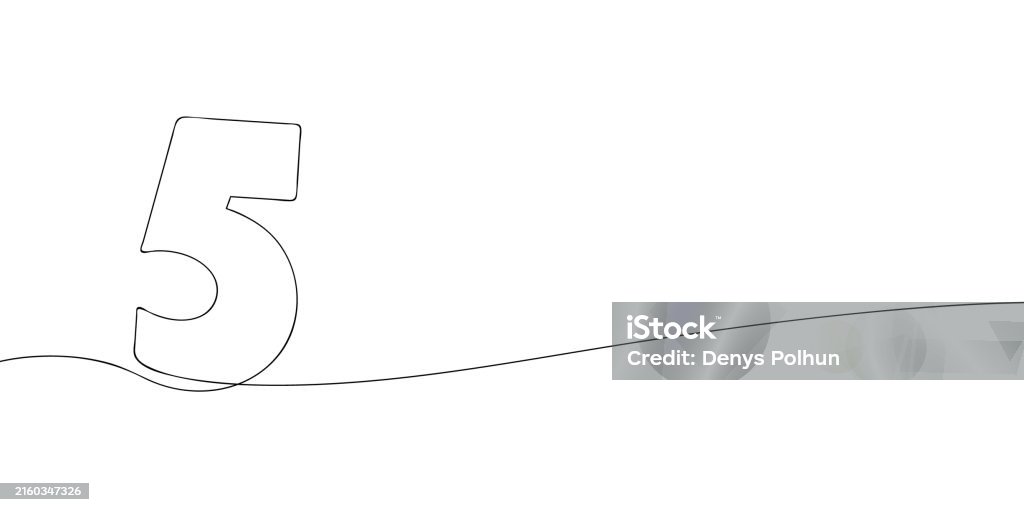 Five Number One Line Stock Illustration - Download Image Now - Abstract ...