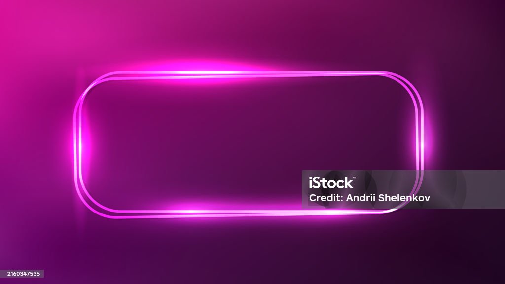 Neon Double Rounded Rectangular Frame Stock Illustration - Download ...